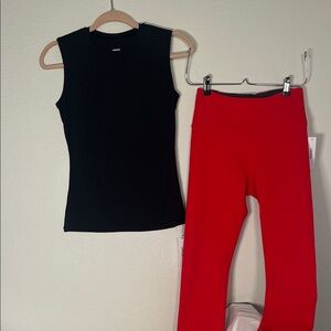 Red and Black Women's Pants and top athletic wear. Size small NWT
